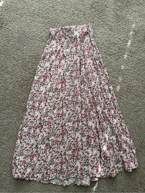Floral Pink Maxi Skirt - Women's Flowing A-Line